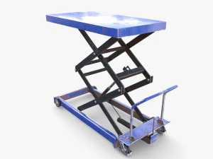Animated Scissor Lift Table Blue 3D Model