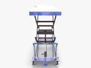 Animated Scissor Lift Table Blue 3D Model