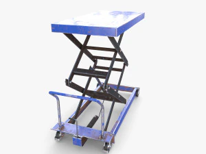 Animated Scissor Lift Table Blue 3D Model