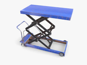 Animated Scissor Lift Table Blue 3D Model