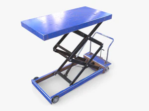 Animated Scissor Lift Table Blue 3D Model