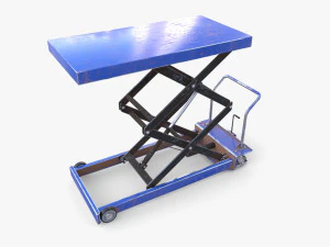 Animated Scissor Lift Table Blue 3D Model