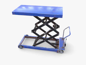 Animated Scissor Lift Table Blue 3D Model