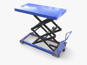 Animated Scissor Lift Table Blue 3D Model
