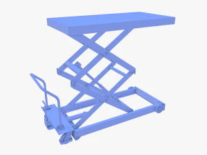 Animated Scissor Lift Table Blue 3D Model
