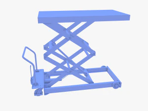 Animated Scissor Lift Table Blue 3D Model