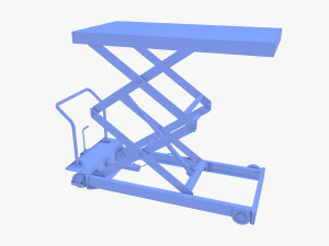 Animated Scissor Lift Table Blue 3D Model