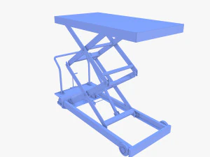 Animated Scissor Lift Table Blue 3D Model