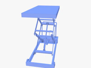 Animated Scissor Lift Table Blue 3D Model