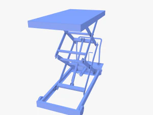 Animated Scissor Lift Table Blue 3D Model