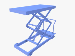 Animated Scissor Lift Table Blue 3D Model
