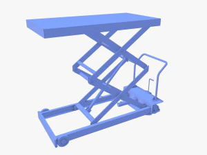 Animated Scissor Lift Table Blue 3D Model