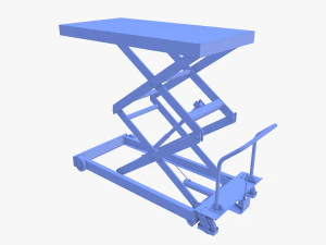 Animated Scissor Lift Table Blue 3D Model