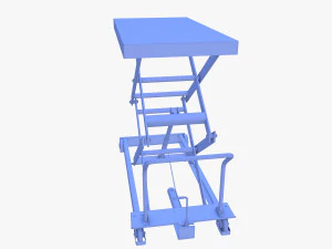 Animated Scissor Lift Table Blue 3D Model