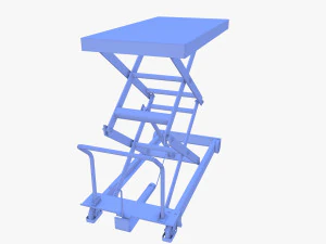 Animated Scissor Lift Table Blue 3D Model