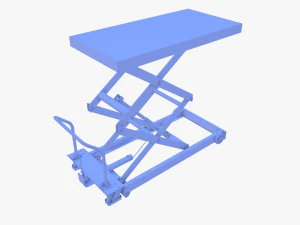 Animated Scissor Lift Table Blue 3D Model