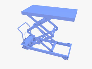 Animated Scissor Lift Table Blue 3D Model