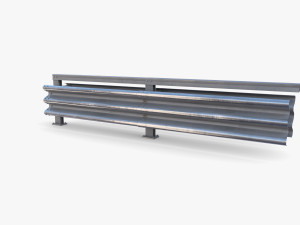 Tileable double sided traffic barrier guardrail V1 3D Model
