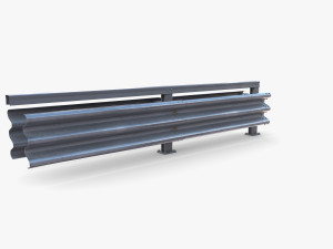 Tileable double sided traffic barrier guardrail V1 3D Model