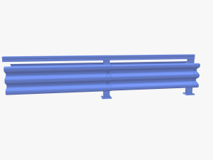 Tileable double sided traffic barrier guardrail V1 3D Model