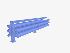 Tileable double sided traffic barrier guardrail V1 3D Model