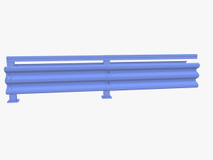 Tileable double sided traffic barrier guardrail V1 3D Model