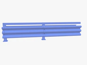 Tileable double sided traffic barrier guardrail V1 3D Model