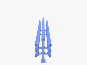 Tileable double sided traffic barrier guardrail V1 3D Model