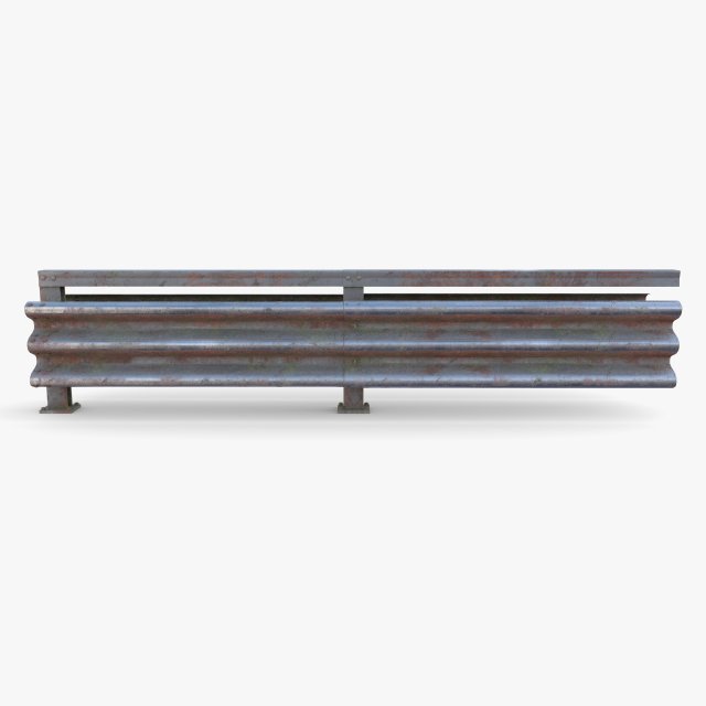 Tileable double sided traffic barrier guardrail V1 weathered 3D Model .c4d .max .obj .3ds .fbx .stl .blend 