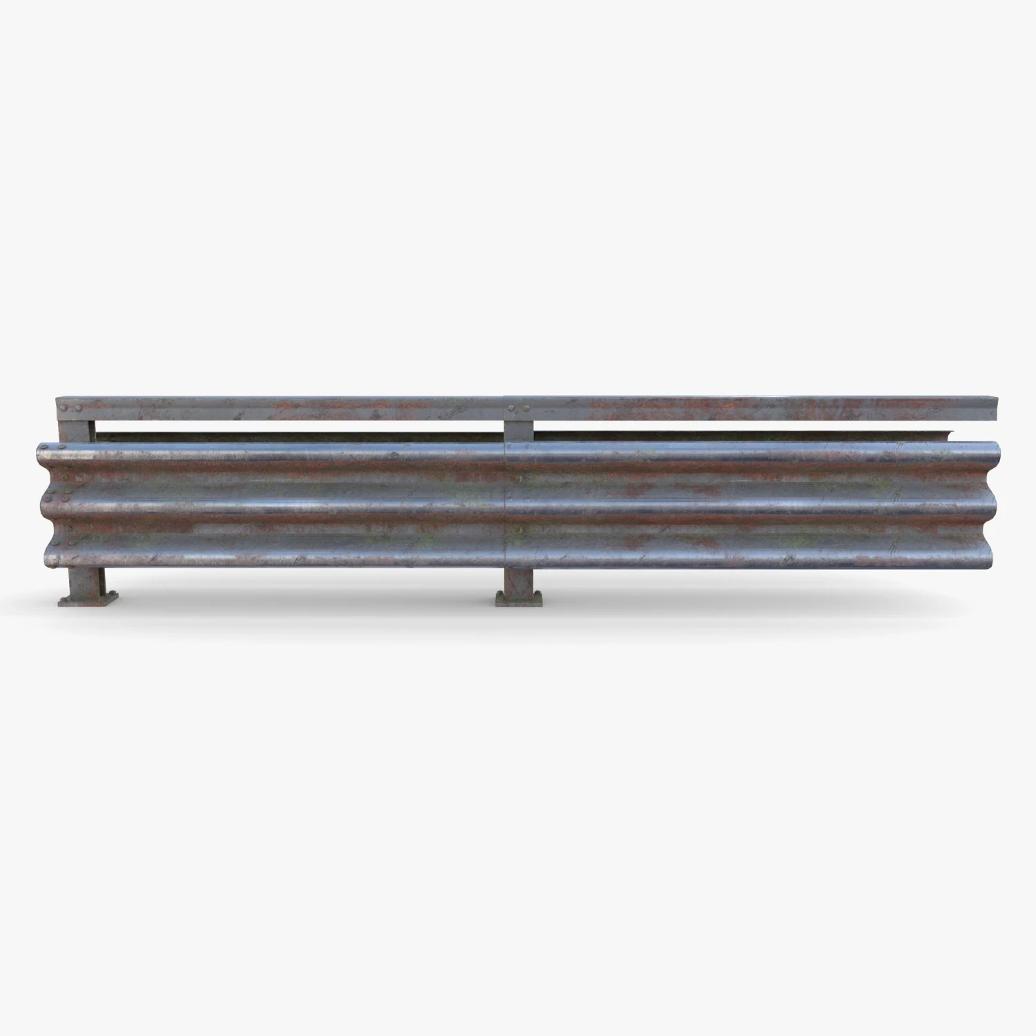 Tileable double sided traffic barrier guardrail V1 weathered 3D Model .c4d .max .obj .3ds .fbx .stl .blend