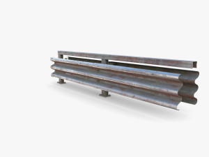Tileable double sided traffic barrier guardrail V1 weathered 3D Model