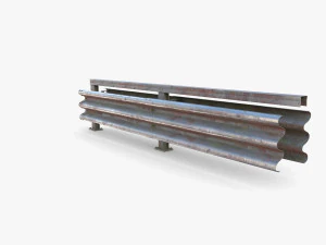 Tileable double sided traffic barrier guardrail V1 weathered 3D Model