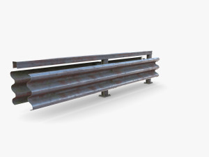 Tileable double sided traffic barrier guardrail V1 weathered 3D Model