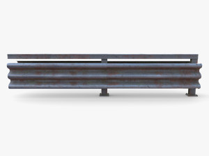 Tileable double sided traffic barrier guardrail V1 weathered 3D Model