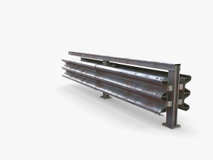 Tileable double sided traffic barrier guardrail V1 weathered 3D Model