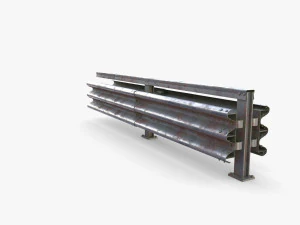 Tileable double sided traffic barrier guardrail V1 weathered 3D Model