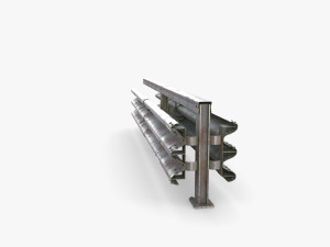 Tileable double sided traffic barrier guardrail V1 weathered 3D Model