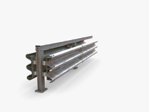 Tileable double sided traffic barrier guardrail V1 weathered 3D Model