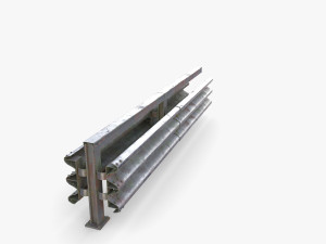 Tileable double sided traffic barrier guardrail V1 weathered 3D Model