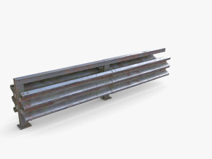 Tileable double sided traffic barrier guardrail V1 weathered 3D Model