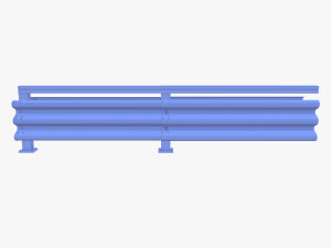Tileable double sided traffic barrier guardrail V1 weathered 3D Model