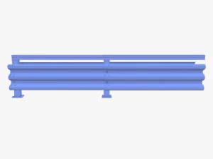 Tileable double sided traffic barrier guardrail V1 weathered 3D Model