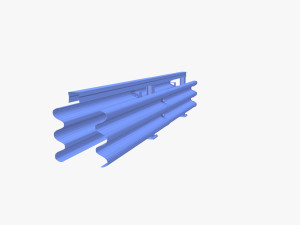 Tileable double sided traffic barrier guardrail V1 weathered 3D Model