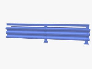 Tileable double sided traffic barrier guardrail V1 weathered 3D Model