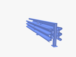 Tileable double sided traffic barrier guardrail V1 weathered 3D Model