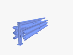 Tileable double sided traffic barrier guardrail V1 weathered 3D Model