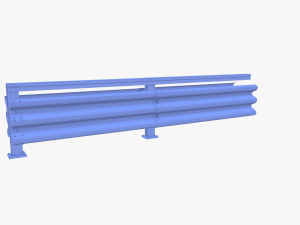 Tileable double sided traffic barrier guardrail V1 weathered 3D Model
