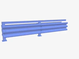 Tileable double sided traffic barrier guardrail V1 weathered 3D Model