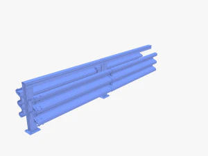 Tileable double sided traffic barrier guardrail V1 weathered 3D Model