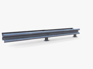 Tileable double sided traffic barrier guardrail V2 3D Model